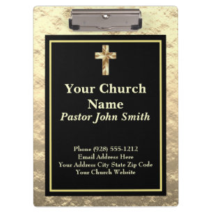 Church Pastor Classy Gold And Black Office Clipboard