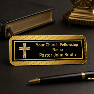 Church Pastor Classy Gold And Black Patch