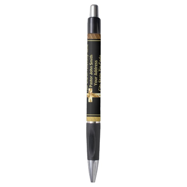 Church Pastor Classy Gold And Black  Pen (Front Vertical)
