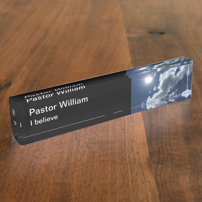 Church Pastor Classy I Believe Desk Name Plate (Side)