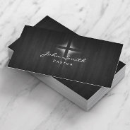 Church Pastor Elegant Dark Wood Background Business Card at Zazzle