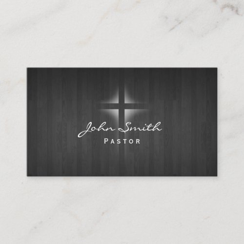 Church Pastor Elegant Dark Wood Background Business Card
