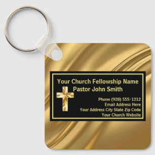 Church Pastor Elegant Gold And Black Keychain