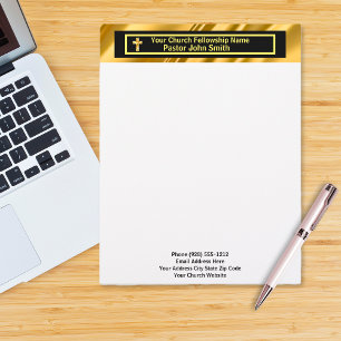 Church Pastor Elegant Gold And Black Letterhead