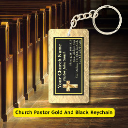 Church Pastor Gold And Black Bulk Keychain