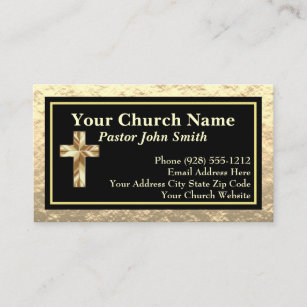 Church Pastor Gold And Black Business Cards