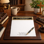 Church Pastor Gold And Black Business  Letterhead<br><div class="desc">A classy touch of gold and black Your Church Name business letterhead for Pastor,  Priest,  Deacon,  and other Clergy. It is designed with an elegant gold metallic pattern and modern black border. #Christian #Catholic</div>