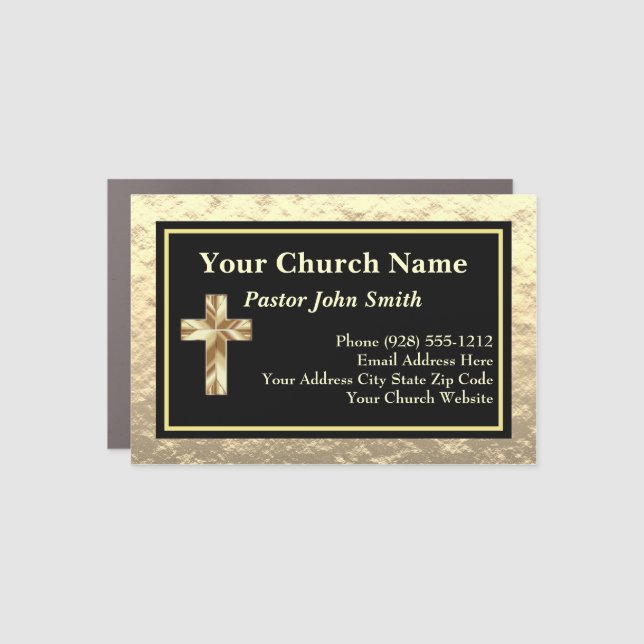 Church Pastor Gold And Black  Car Magnet (Front)