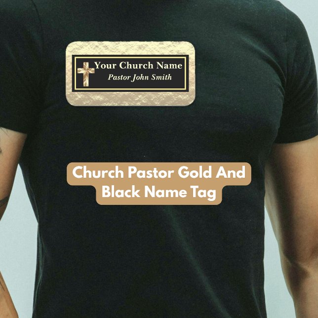 Church Pastor Gold And Black  Name Tag (Church Pastor Gold And Black Name Tag)