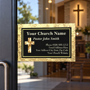 Church Pastor Gold And Black Window Cling