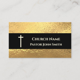 Church Pastor Gold Black Classy Christian Business Card