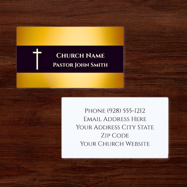 Church Pastor Gold Black Elegant Christian Business Card (Church Pastor Gold Black Elegant Christian Business Card)