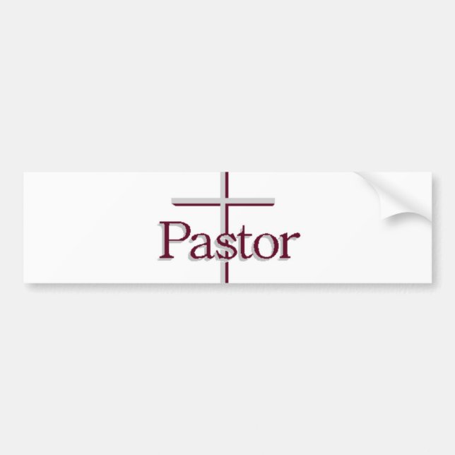 Church Pastor Gray Cross Bumper Sticker (Front)