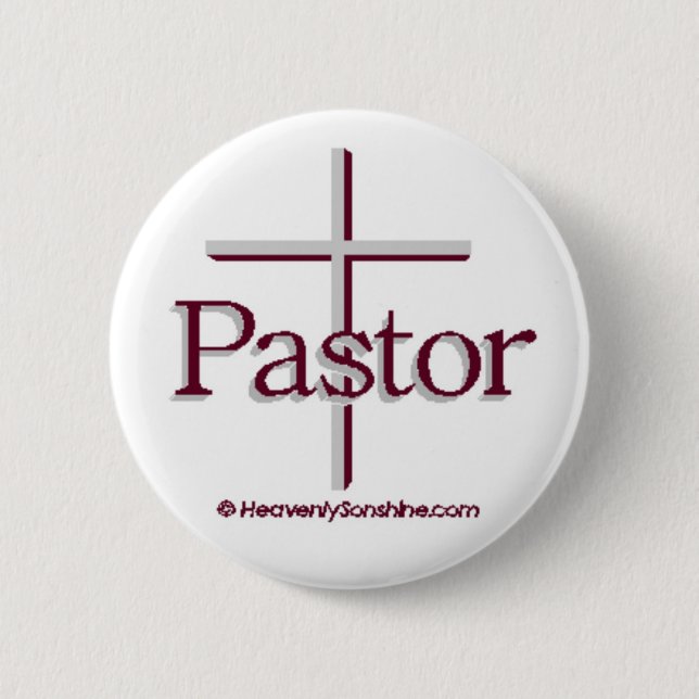 Church Pastor Gray Cross Button (Front)