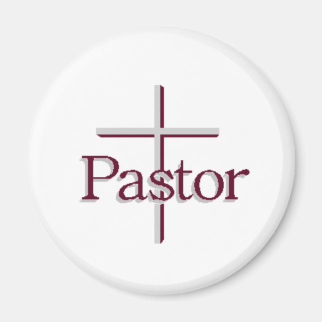 Church Pastor Gray Cross Magnet (Front)