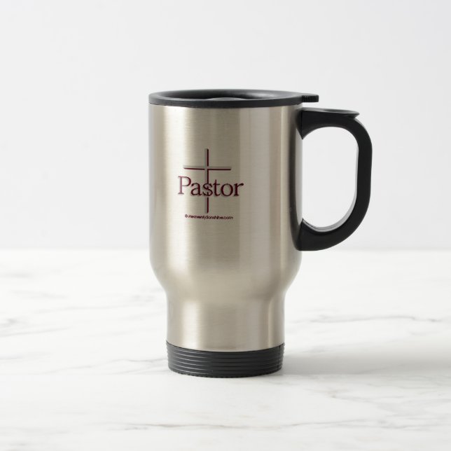 Church Pastor Gray Cross Travel Mug (Right)