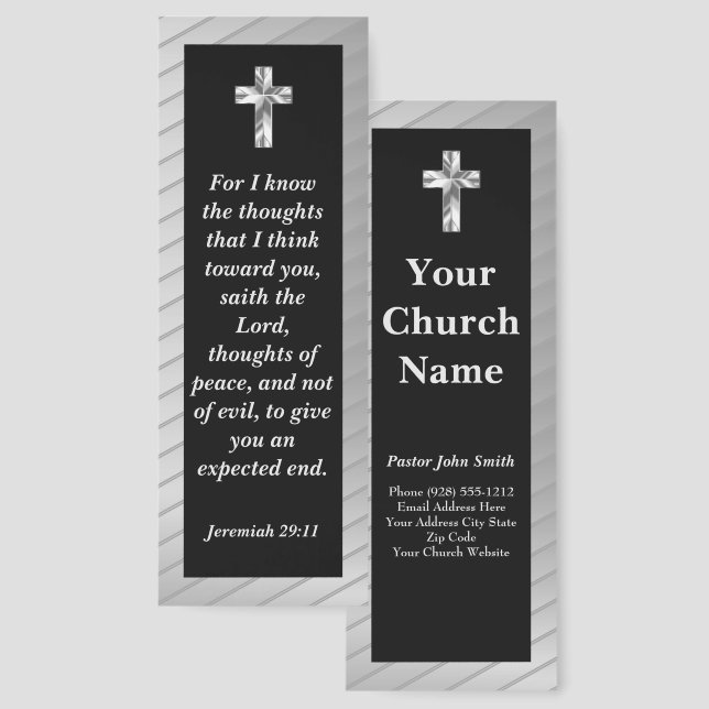 Church Pastor Lined Silver Bible Verse Bookmarks (Front & Back)