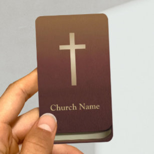 Church Pastor Minister Gold Cross Bible Book Business Card