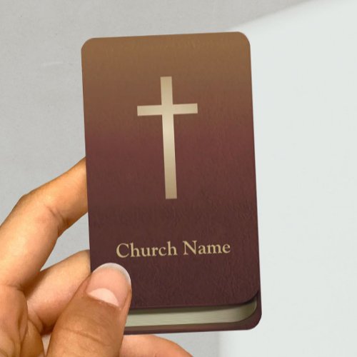 Church Pastor Minister Gold Cross Bible Book Business Card