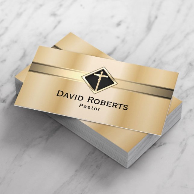 Church Pastor Minister Modern Gold Holy Cross Business Card (Creator Uploaded)