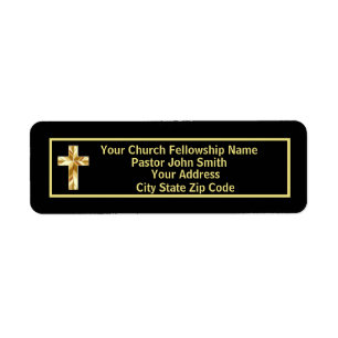 Church Pastor Modern Gold And Black Business Label