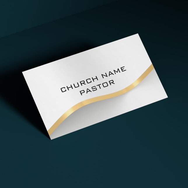 Church Pastor Modern Silver Gold Christian Business Card (Church Pastor Modern Silver Gold Christian Business Card)
