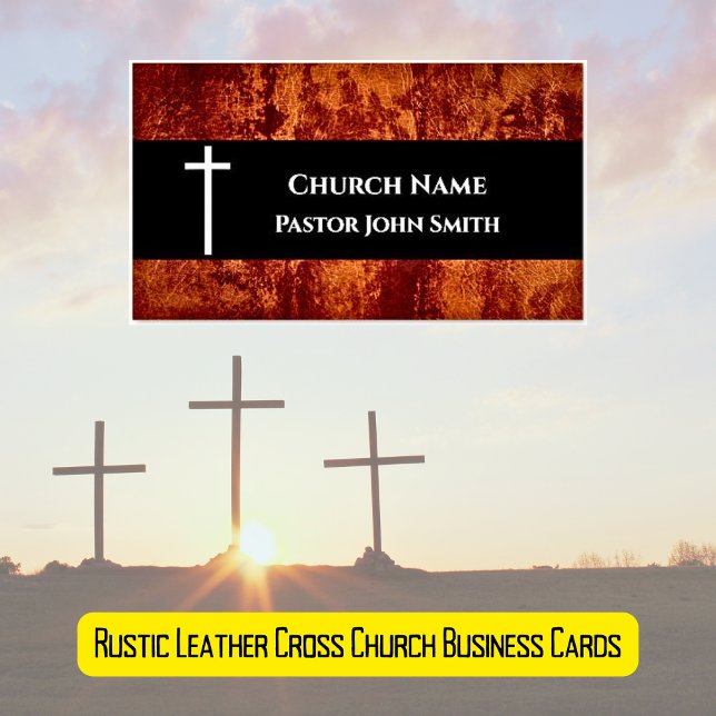 Church Pastor RUSTIC Leather Christian Business Card Magnet (Creator Uploaded)