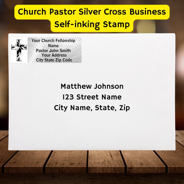 Church Pastor Silver Cross Business Self-inking Stamp (Church Pastor Silver Cross Business Self-inking Stamp)