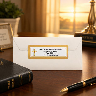 Church Pastor Smooth Gold And Black Business Label