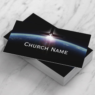 Church Pastor Space Holy Cross Light Business Card