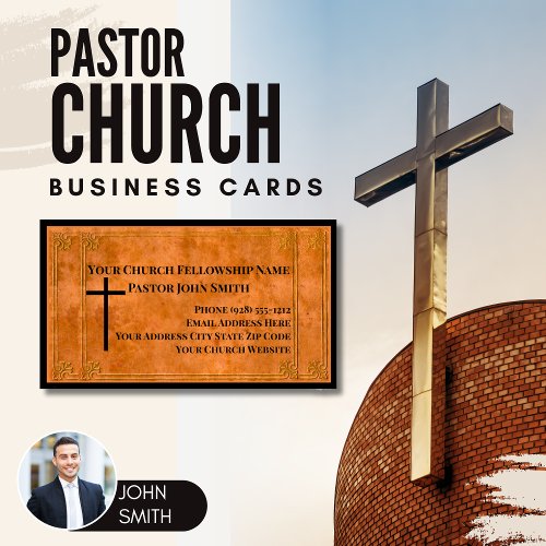 Church Pastor Stamped Leather Elegant Christian Business Card Magnet