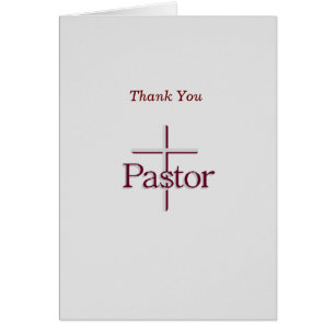 Church Pastor Thank You Gray Cross Cards