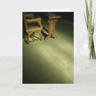 Church Pew in afternoon light Prague May 2009 Card