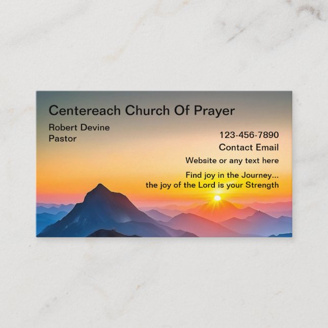 Church Prayer Business Cards Scenic Sunset (Front)