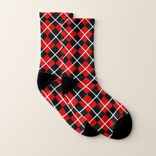 Church Red Black and White Argyle Socks