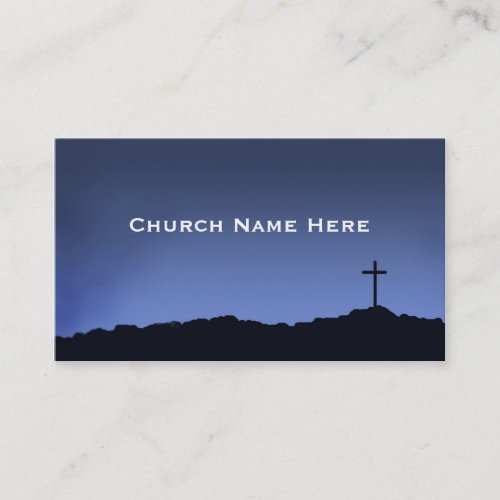 Church  religious Cross Silhouette on a blue sky Business Card