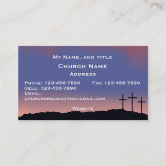 Church / Religious Three crosses Sunset sky Business Card