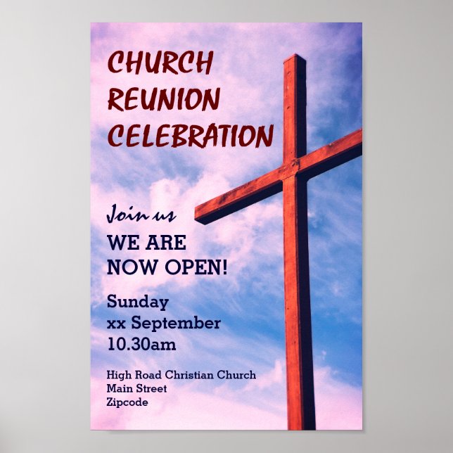CHURCH REUNION CELEBRATION Reopening CUSTOMIZABLE Poster (Front)