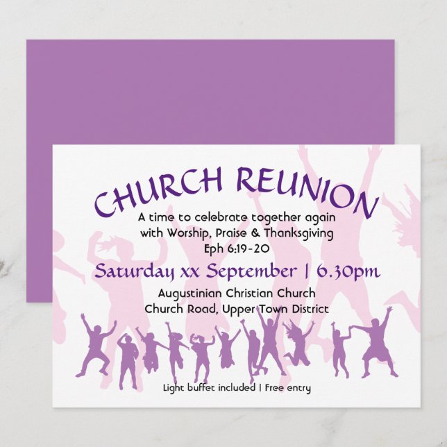 CHURCH REUNION Modern Customizable Mauve Invitation (Front/Back)