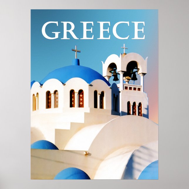 Church Roof and Bell Tower Greece Poster (Front)
