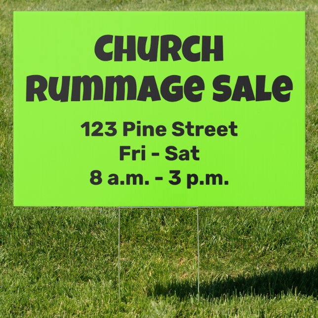 Church Rummage Sale Yard Sign (Insitu)