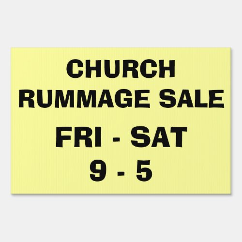 CHURCH RUMMAGE SALE YARD SIGN