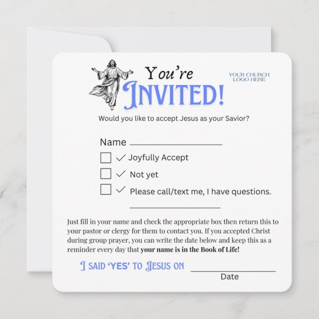 Church Salvation RSVP Card – Customizeable (Front)