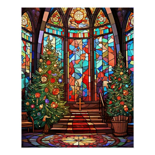 Church Sanctuary at Christmas Poster