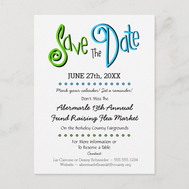 Church, School, Business Event Save the Date Announcement Postcard (Front)