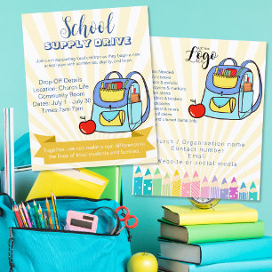Church School Supply Drive Donation backpack Flyer