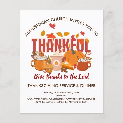 CHURCH SERVICE AND Thanksgiving Dinner Flyer