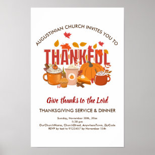 CHURCH SERVICE AND Thanksgiving Dinner Poster