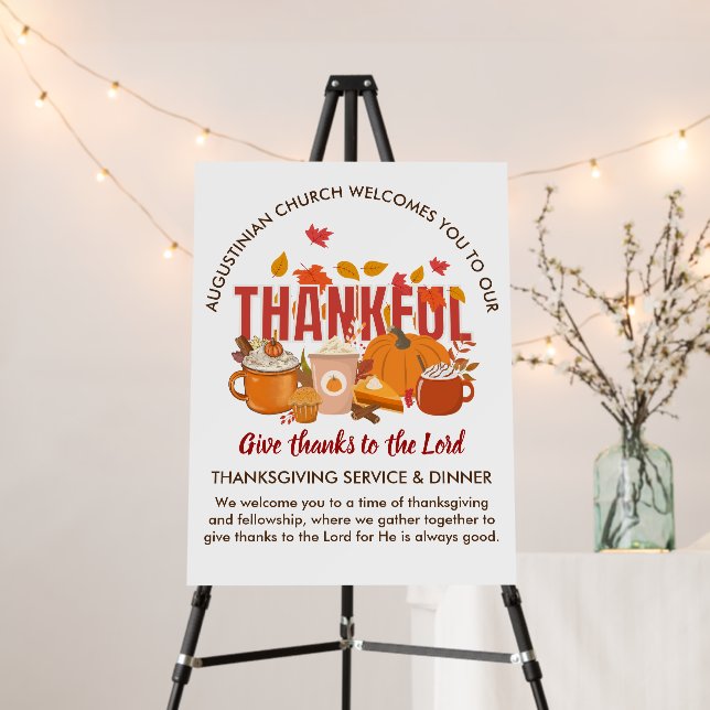 CHURCH SERVICE AND Thanksgiving Dinner Welcome Foam Board (In Situ (Stand))
