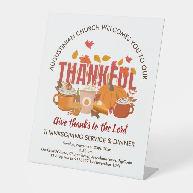 CHURCH SERVICE AND Thanksgiving Dinner Welcome Pedestal Sign (Front)